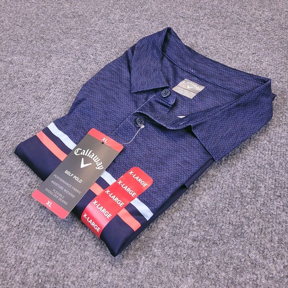 Callaway Other - NWT Callaway Performance Golf Polo Shirt Mens XL Blue Striped Stretch Wicking